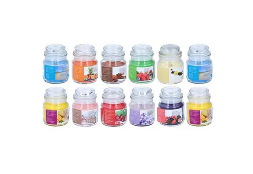 HAC24 Duftkerze Aromakerze (12-tlg) – Vielfältige Düfte für jeden Raum - Duftkerzen Set für Indoor, mit einer Brenndauer von bis zu 15 Stunden. Ideal für eine stimmungsvolle Atmosphäre in Ihrem Zuhause.