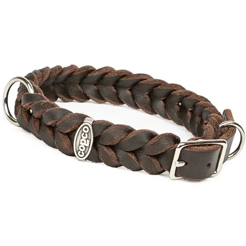 CopcoPet Fettlederhalsband mit Dornschließe - Hochwertiges Hundehalsband aus geflochtenem Fettleder, verstellbar und ideal für Hunde von XS bis XXL, mit eleganten Messingbeschlägen.