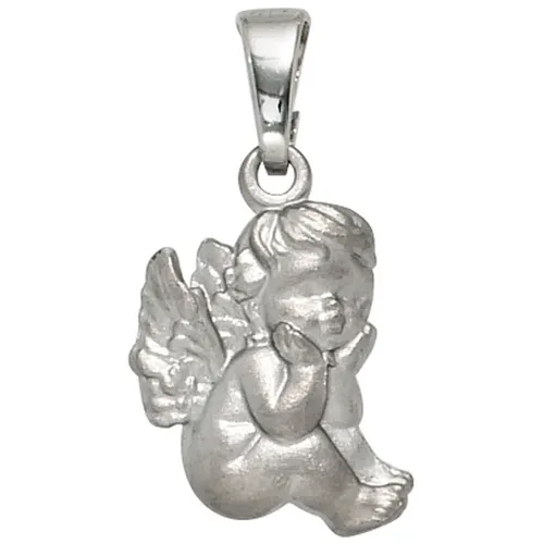 Eleganter Engel Anhänger aus 925 Sterling Silber - Hochwertiger Halsschmuck aus rhodiniertem, mattiertem Sterlingsilber für Damen - perfekt als Geschenk oder für den eigenen Stil.