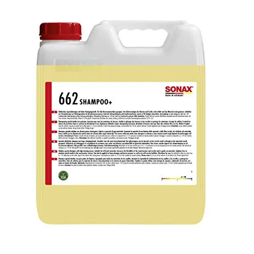 Sonax Shampoo+ Bürstenshampoo 10l - Hochkonzentriertes Reinigungsmittel - Reiniger für Bürsten, leicht alkalisch und sulfatfrei. Sehr gut benetzungsfähig für hervorragenden Schmutzabtrag und extrem ergiebig.