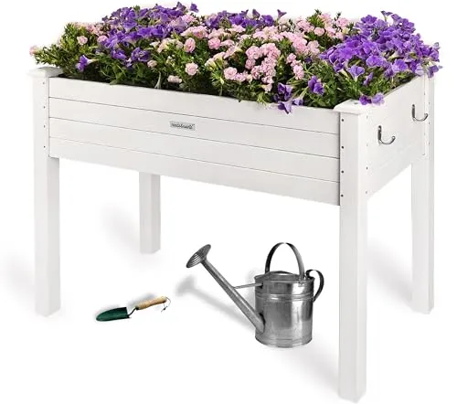 needs&wants® Hochbeet aus Holz für Garten und Balkon – Pflanzkasten für Gemüse und Kräuter - Praktisches Hochbeet aus robustem, weiß lasiertem Fichtenholz, ideal für Garten und Terrasse. Mit 80 l Volumen für gesunde Pflanzen und einfache Montage – inklusive Aufbauanleitung.