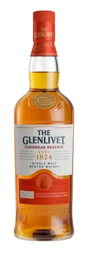Glenlivet - Caribbean Reserve Whisky - Exotischer Single Malt Whisky, gereift in karibischen Rumfässern für fruchtige Aromen und ein einzigartiges Geschmackserlebnis.