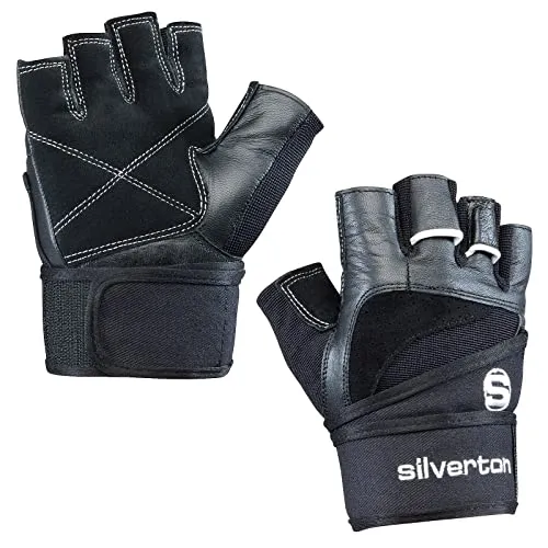 silverton Power Fitness Handschuhe mit Handgelenkumwicklung - Handschuhe für Fitness mit verstellbarer Handgelenkumwicklung für optimale Stabilität und Schutz. Ideal für intensives Training und Gewichtheben, langlebig durch robuste Doppelnähte.