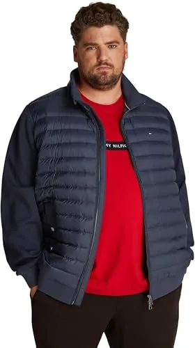 Tommy Hilfiger Herren Steppjacke Mix Media Stand Dünn, Blau (Desert Sky), 5XL - Funktionsjacken: Zeitlose und ikonische Steppjacke aus 72% Bio-Baumwolle, ideal für die kalte Jahreszeit mit hohem Tragekomfort und sportlichem Design.