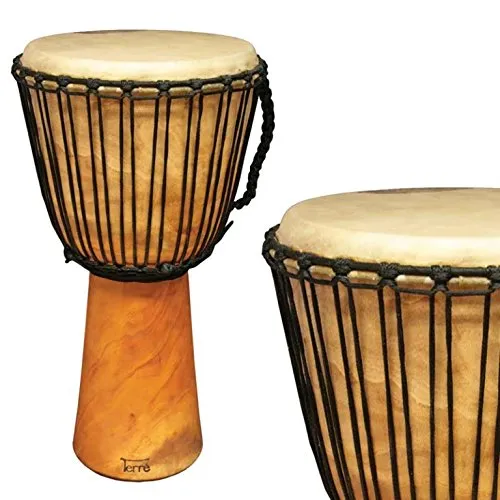 TERRE 60cm Djembe Mahagoni - Hochwertige Djembe aus Mahagoni, 60 cm hoch, ideal für leidenschaftliche Musiker. Robuste Bauweise und exzellente Klangqualität für unvergessliche Auftritte.