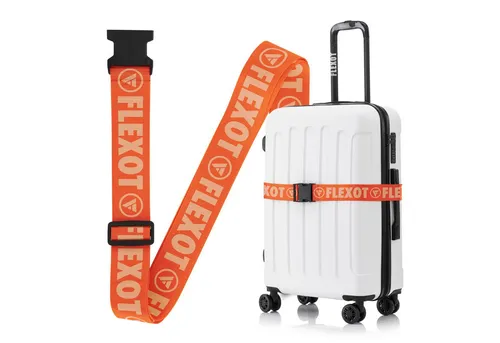 Flexot Koffergurt Koffergurt mit Clip-Schnalle, verstellbare Länge, Namensschild, (1-tlg), Flexibel anpassbarer und stabiler Gurt mit praktischer Schnalle