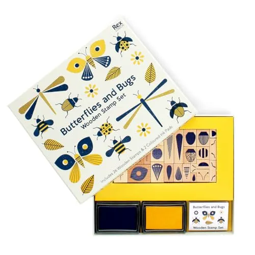 Holzstempel-Set – Schmetterlinge und Käfer von Rex London