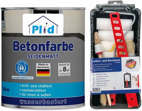 Betonfarbe 0,75L Anthrazit - Hochdeckende Bodenbeschichtung mit Anstrichset - Innen- & Außenfarben, schnelltrocknend und schmutzabweisend, ideal für Beton und Holz, mit einer Schicht deckend, für ca. 8m².
