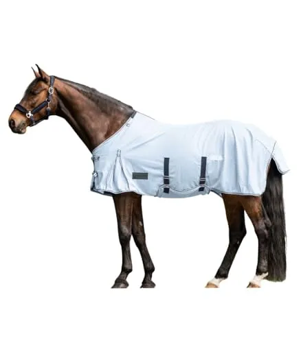 Waldhausen Fliegendecke Protect mit Bauchgurt, hellblau/Nachtblau, 125 cm