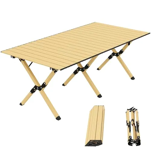 Campingtisch Aluminium Klapptisch 117 x 60 cm - Faltbarer Campingtisch mit robuster Aluminium-Oberfläche, ideal für Camping, Outdoor und Picknick. Leicht und kompakt im Packmaß von 76 x 23 x 18 cm, perfekt für den einfachen Transport.