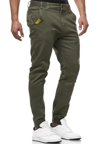 Indicode Herren Zannes Stoffhose mit 5 Taschen | Stretch Hose Herrenhose für Männer Army, M