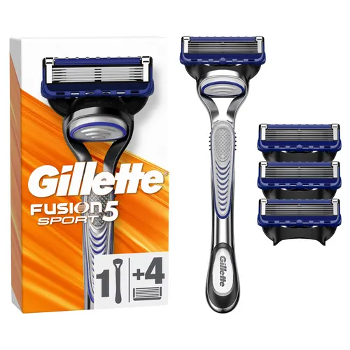 Gillette Fusion 5 Sport Rasierer für Männer mit 4 Ersatzklingen