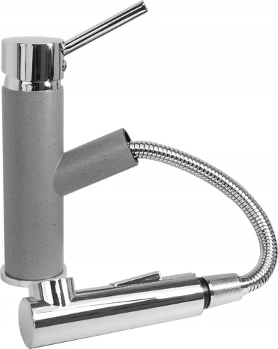 Granitan | Küchenarmatur Cado - Grau - Ausziehbare Brause - Einfache Montage - Zwei Wasserstrahlarten