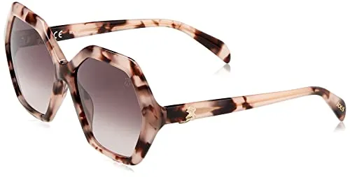 TOUS STOB49 Brille, Shiny Pink/Braun Vintage Havana, 57 für Damen, Shiny Pink/Brown Vintage Havana