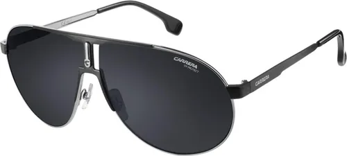 Carrera Unisex-Sonnenbrille 1005/S in Silber-Schwarz - Sportbrillen mit UV-Schutz 400, ideal für Sonne, Berge und Strand - inklusive Etui und Putztuch, Größe 66, stilvolles Design in schwarz/grau/silber.