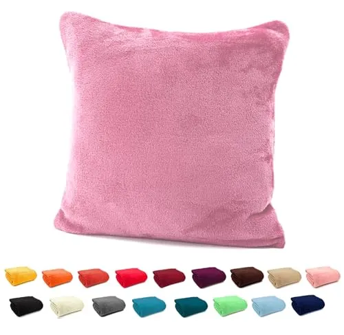 heimtexland ® Flanell Kuschel Kissen Super Soft Dekokissen Plüsch Typ380 Kissenhülle Woodrose 40x40 cm
