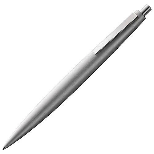 Lamy 2000 silver Kugelschreiber – edler Kuli im samtmatt polierten Gehäuse aus Edelstahl – perfekt ausbalanciert - inkl. Großraummine M 16 in Stichbreite M in schwarz