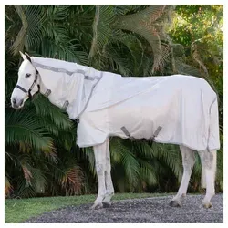 Horseware Ireland Amigo Silver and Titanium Grey Integrated Fly Sheet 84 - Pferdebedarf, leichtes und atmungsaktives Polyester-Netzgewebe mit UV-Schutz und schützendem Schulter- und Mähnenfutter für optimalen Komfort