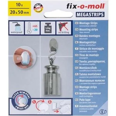 Fix-o-moll Mega-Strips weiss 2 x 5 cm (20 mm) (22754899)