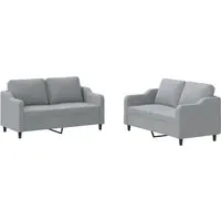 vidaXL 2-tlg. Sofagarnitur mit Kissen Hellgrau - Sofas, stilvolles Design und optimaler Komfort mit dick gepolsterten Sitzflächen für ein entspanntes Sitzerlebnis. Ideal für dein Wohnzimmer!