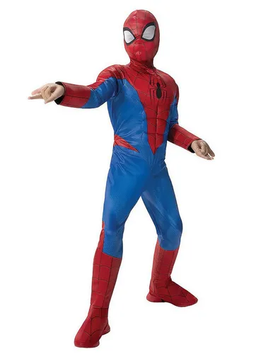 Metamorph Kostüm Spiderman Classic für Kinder - Gepolsterter Overall im klassischen Spidey-Look mit praktischer Stoffmaske. Ideal für Karneval und Fasching – bequem und einfach an- und auszuziehen dank Klettverschluss.