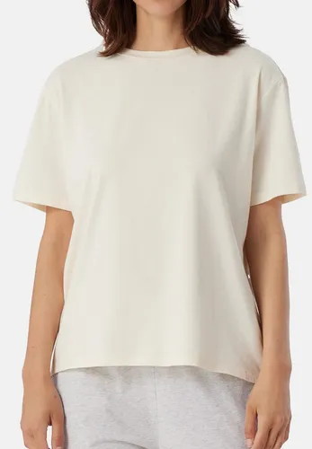 Schiesser Damen Schlafshirt Kurzarm Baumwolle - Mix + Relax Pyjamaoberteil, Creme - Schlafanzugoberteil für Damen aus der beliebten Serie
