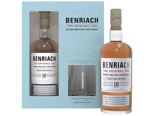 Benriach 10 Jahre - The Original Ten mit Spey-Glas - Whisky-Set mit Benriach 10 Jahre, gereift in Bourbon-, Oloroso- und Virgin Oak Fässern, inkl. Spey-Glas für perfekten Genuss. Nicht rauchig und ohne Farbstoff.