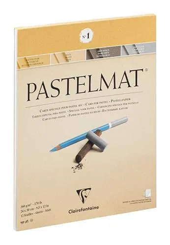 Clairefontaine 96017C Zeichenblock Pastelmat - Schreibutensilien: 12 Blatt, 360 g/m², ideal für Pastell und Kreide, mit einzigartiger Papieroberfläche für präzise Details und hohe Langlebigkeit.