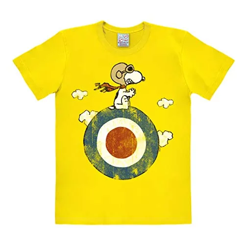 Logoshirt® Peanuts I Snoopy I Pilot I Target I T-Shirt Print I Damen & Herren I kurzärmlig I gelb I Lizenziertes Originaldesign I Größe XXL