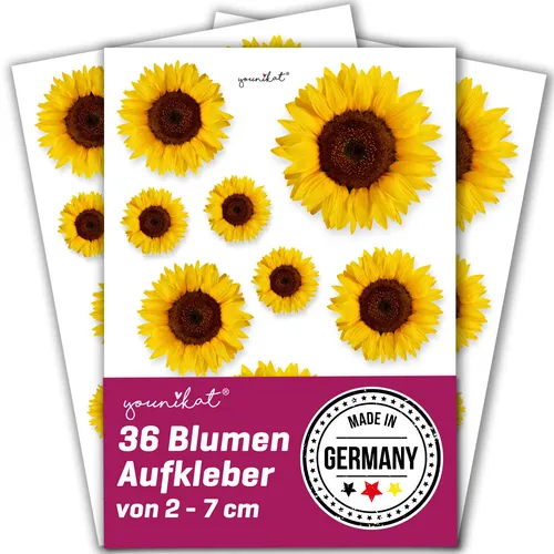 Aufkleber-Set Sonnenblumen für Kinder 36 Stück I UV-Schutzlaminiert I Kfz_712