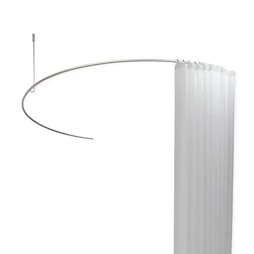 PHOS Design, DR700HD, Halbkreis Duschstange 140 cm, gebogene U-Form für Badewannen, Deckenhalterung, Edelstahl matt Silber