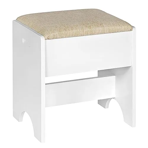 Woltu Polsterhocker - Beige, belastbar bis 150 kg - Polsterhocker mit bequemer Schaumstoffpolsterung und robustem Holzrahmen, ideal für Ankleidezimmer, Wohnzimmer und mehr. Ein praktisches Möbelstück für Komfort und Stil.