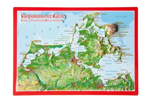 Reliefpostkarte Vorpommern Küste: Berge, Strand und Meer erleben. Tiefgezogene Reliefpostkarte