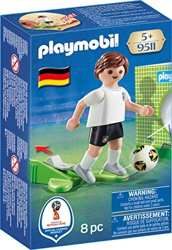 PLAYMOBIL 9511 Nationalspieler Deutschland, mit richtiger Kick-Funktion, Fußball und 3-seitig bespielbarer Papp-Torwand fürs Training, ab 5 Jahren