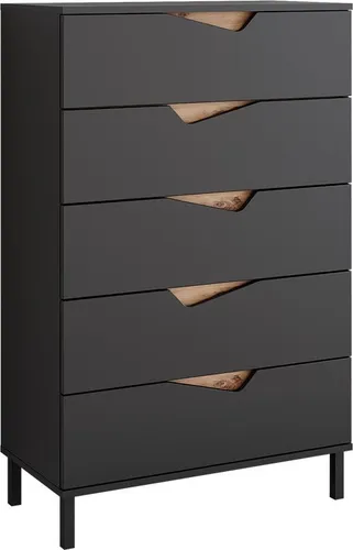 Vicco Kommode Marelle, Anthrazit/Artisan, 76 x 120 cm mit 5 Schubladen