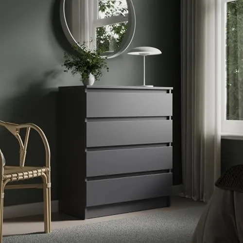 Home Collective Kommode 76cm mit 4 Schubladen in Anthrazit - Hochwertige Kommode mit 4 stabilen Schubladen für viel Stauraum. Ideal für Schlafzimmer, Flur oder Wohnzimmer. Produziert in Deutschland für höchste Qualität und Langlebigkeit.