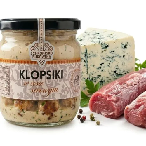 SCHRONISKO BUKOWINA Klopsiki in Käse-Sahne-Sauce 380 g | Fleischbällchen aus Schweinefleisch mit Lazur-Käse – im Glas, einfach erwärmen und warm servieren