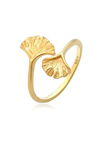 Elli Fingerring Ginkgo Blatt 925 Silber, verstellbar und filigran - Fingerring aus 925 Silber mit Ginkgo Blatt Design, symbolisiert Harmonie und Hoffnung. Ideal für Natur-Liebhaber und als Geschenk für Damen und junge Frauen. Verstellbar von Größe 52-58.