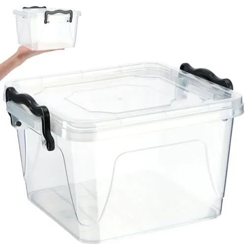 KADAX Aufbewahrungsbox mit Deckel, Robuster Plastikbehälter aus Kunststoff, Lunchbox, Transparente Frischhaltedose, Vesperdose mit Klickverschluss (2,4L)