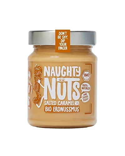 NAUGHTY NUTS Bio Erdnussmus Salted Caramel | Vegane Erdnussbutter | 100% Natürlich | Ohne Palmöl & Zucker | Ideal Als Topping Für Müsli | 250g