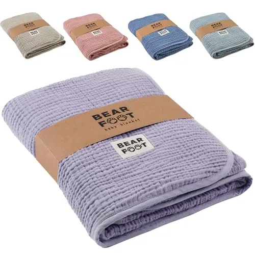 BEARFOOT Babydecke Musselin Fleecedecke in lila von bearfoot