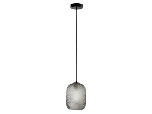 Luce Ambiente Design LED Pendelleuchte mit Relief Glas Lampenschirm Ø 15cm - Elegante Pendelleuchte mit dimmbarer LED, die warmweißes Licht spendet. Ideal für Esstisch oder Küchentresen, sorgt für eine gemütliche Atmosphäre und kann individuell in der Höhe angepasst werden.