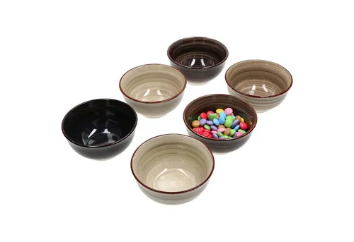 MamboCat Servierschale 6er Set Snack- und Dipschale Grey 12 cm - 6-teiliges Steingut Set in verschiedenen Grau-Tönen, ideal für Snacks, Dips und Desserts. Perfekt für bis zu 6 Personen und ein stilvolles Ambiente.