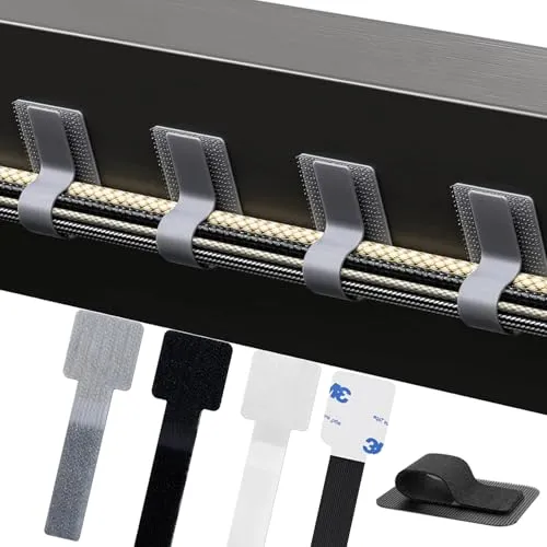 Kabelmanagement Set unter dem Schreibtisch, 60 Stück Kabelhalter Selbstklebend mit Ultra-Haftung