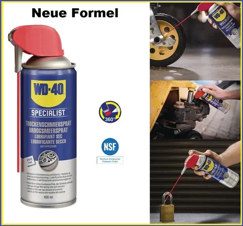 WD-40 Trockenschmierspray Smart Straw 400ml NSF H2 neue Formel ohne PTFE-Zusatz