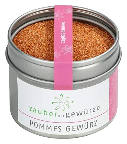 Zauber der Gewürze Pommes Gewürz - Würzsalz für Pommes und viele weitere Kartoffel-Gerichte, Pommes Frites Salz in Spitzen-Qualität in wiederverschließbarer Aroma-Dose, 100 g