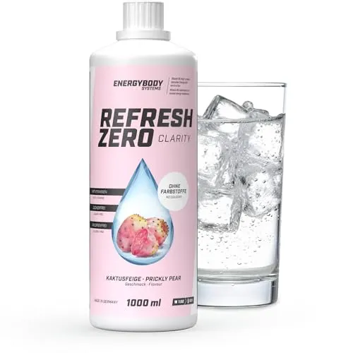 Energybody Refresh Zero Clarity Kaktus Feige Getränkesirup zuckerfrei 1000 ml - zuckerfreier Sirup für Wasser mit Vitaminen - Sirup ohne Zucker und Kalorien - für 50 Liter Fitness & Lifestyle Drink