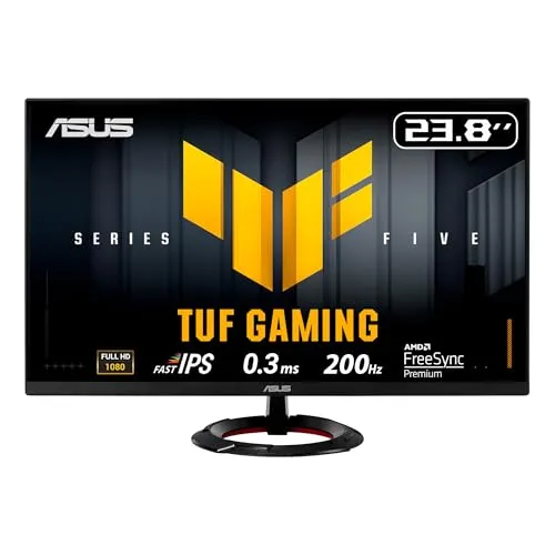 ASUS TUF VG249Q5R Gaming Monitor 23,8 Zoll FHD - Gaming Monitor mit 200Hz und 1ms Reaktionszeit für flüssiges Gameplay. Ideal für Gamer, die höchste Bildqualität und schnelle Reaktionszeiten suchen.