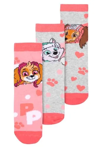 United Labels Paw Patrol Socken Skye, Zuma, Everest für Mädchen - Kinder Sneaker Kindersocken Söckchen Rosa/Grau (3er Pack) (DE/NL/SE/PL, Numerisch, 27, 30, Rosa)