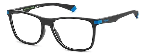 POLAROID Rechteckige ECO CO-POLYESTER Brille für Herren - Verschreibungspflichtige Brillenfassung aus Öko-Polyester, rechteckig und umweltfreundlich, inklusive Brillenetui und optionaler Sonnenbrillentönung oder Blaulichtfilter.